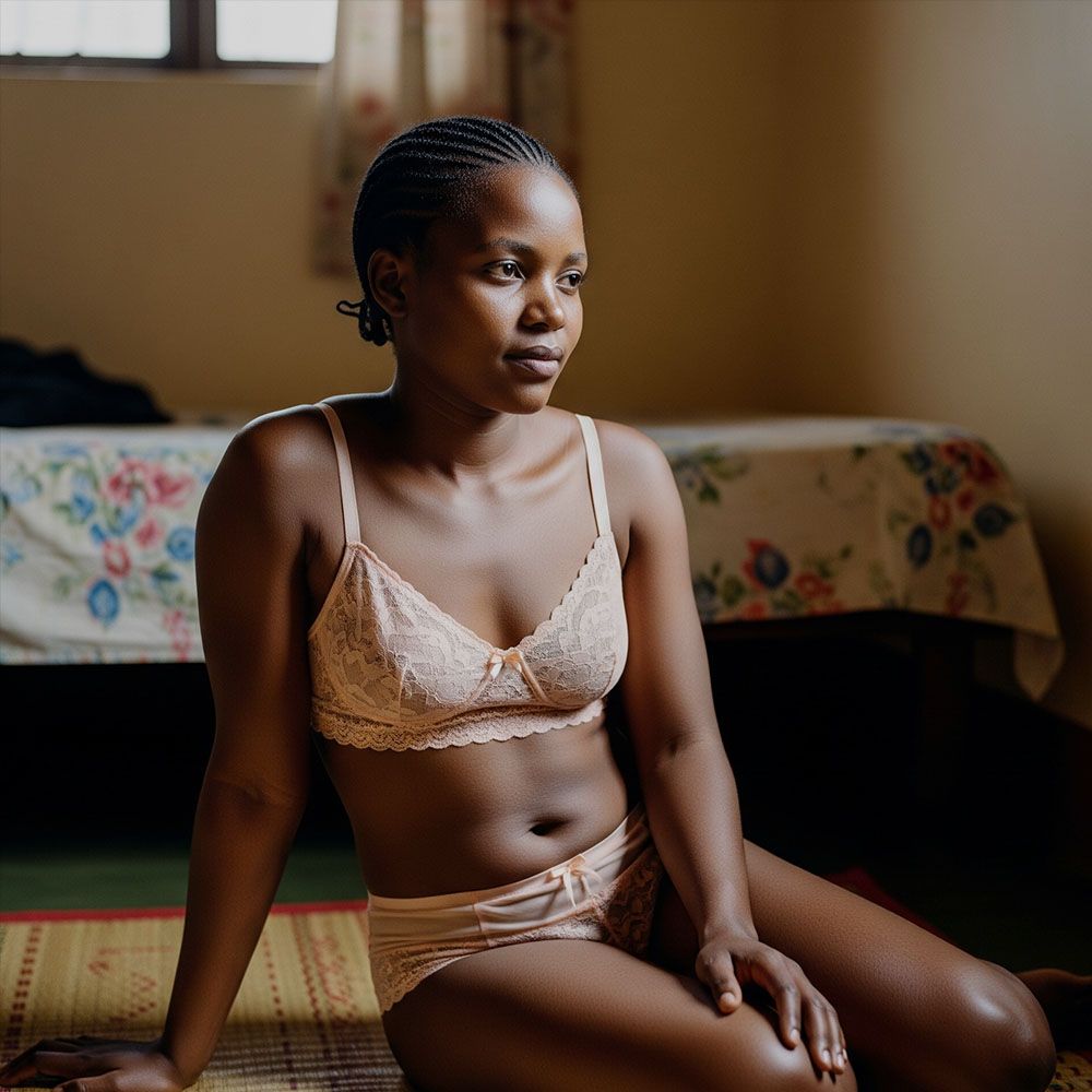 Wakati wa karibu wakati mwanamke alitafakari saizi yake ya labia nyumbani.